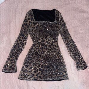 Cheetah print sequin mini dress